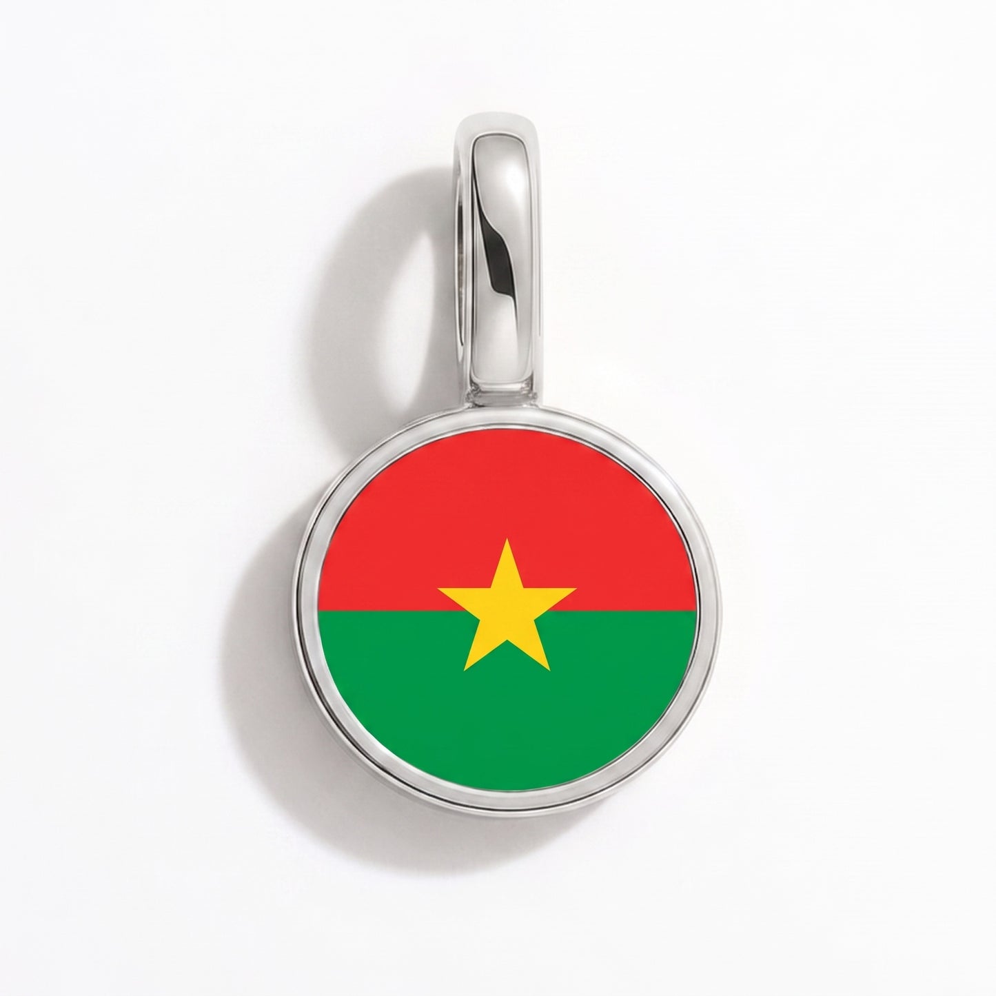Flag charm Burkina Faso – round silver
