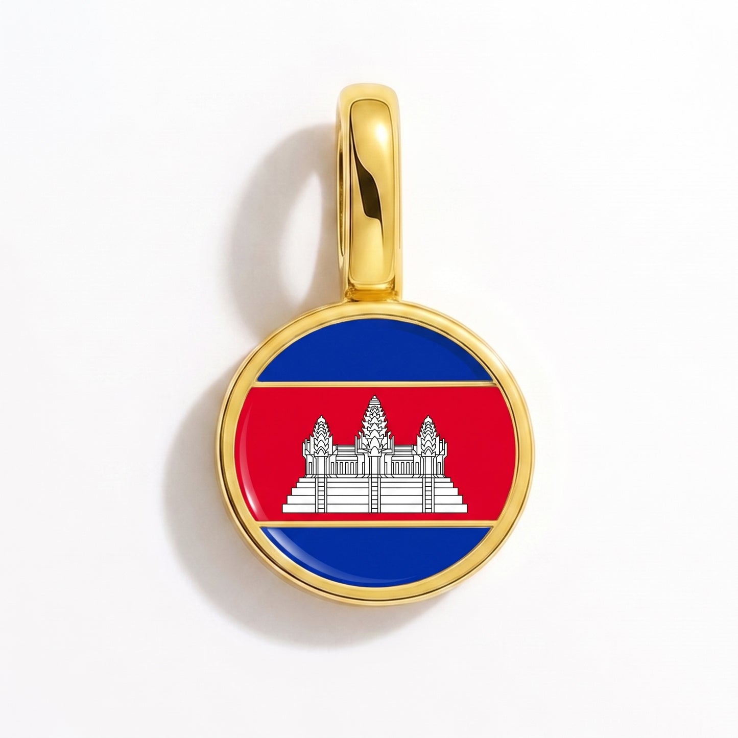 Flag charm Cambodia – round gold