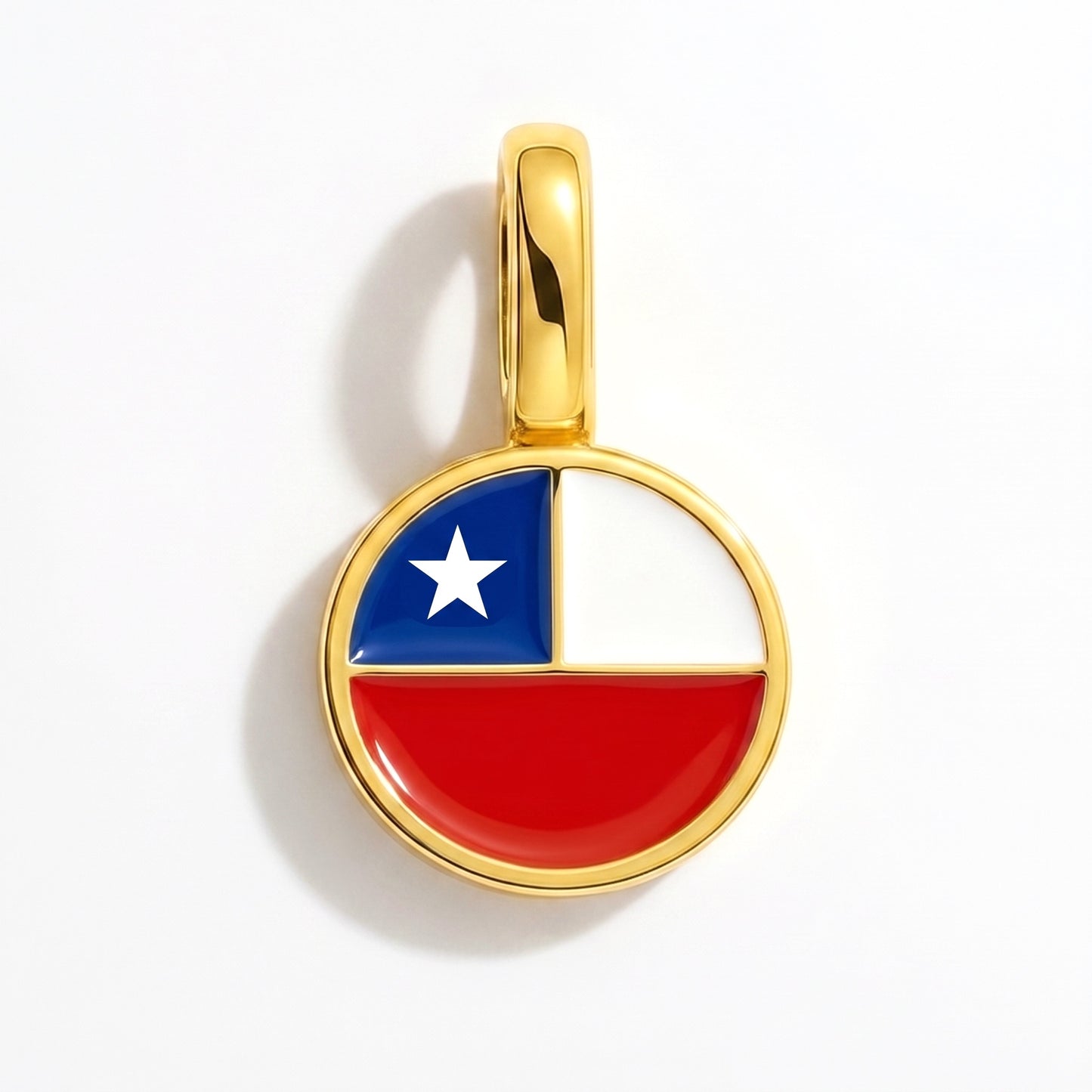 Flag charm Chile – round gold