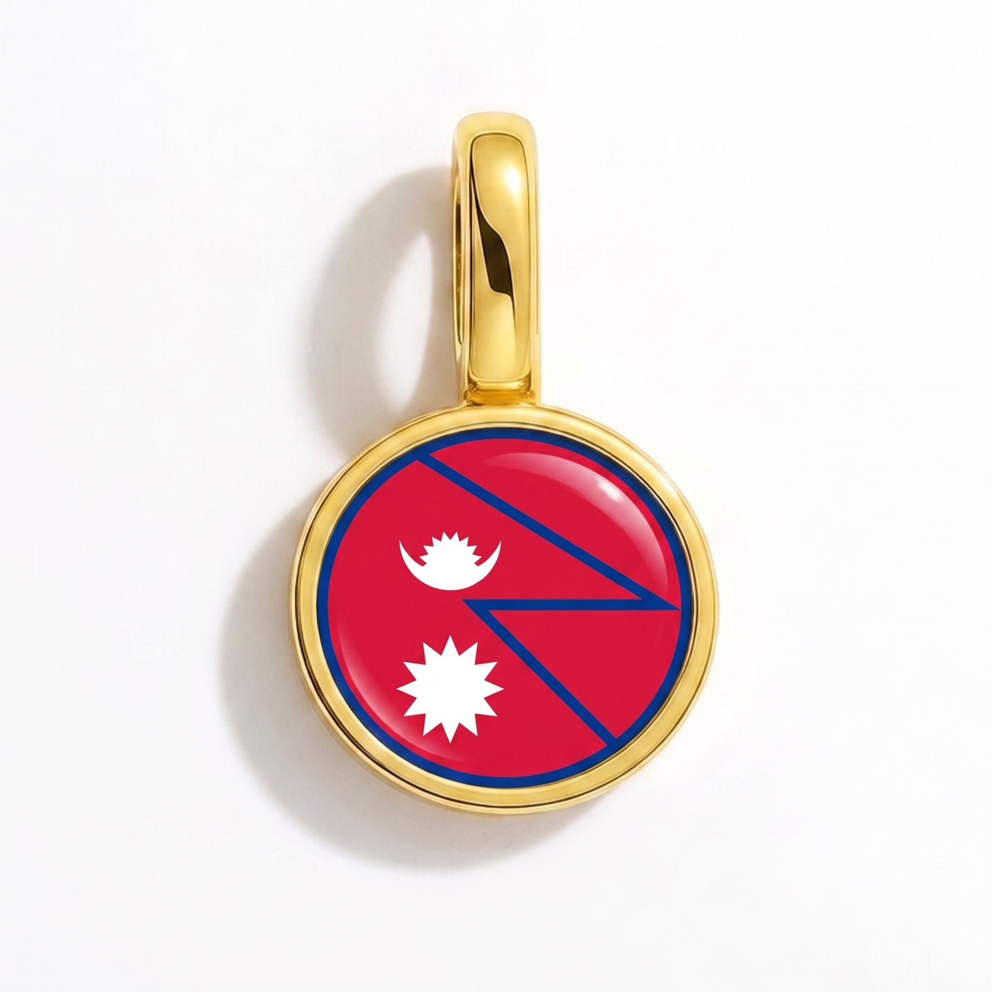 Flag charm Nepal – round gold