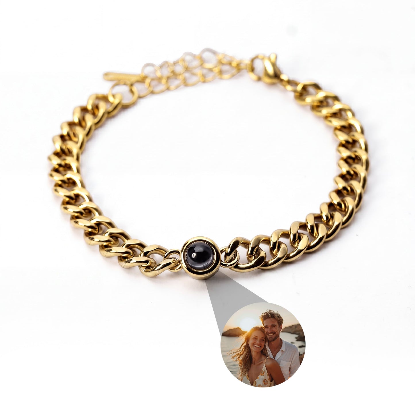 Personalised photo bracelet with your photo - Cuban chain