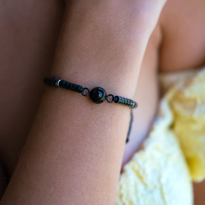 Personalised photo bracelet with your photo - Heishi Gemstone