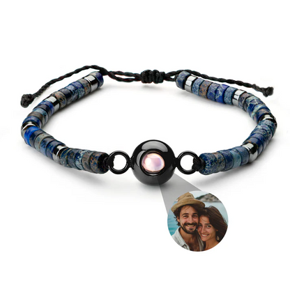 Personalised photo bracelet with your photo - Heishi Gemstone