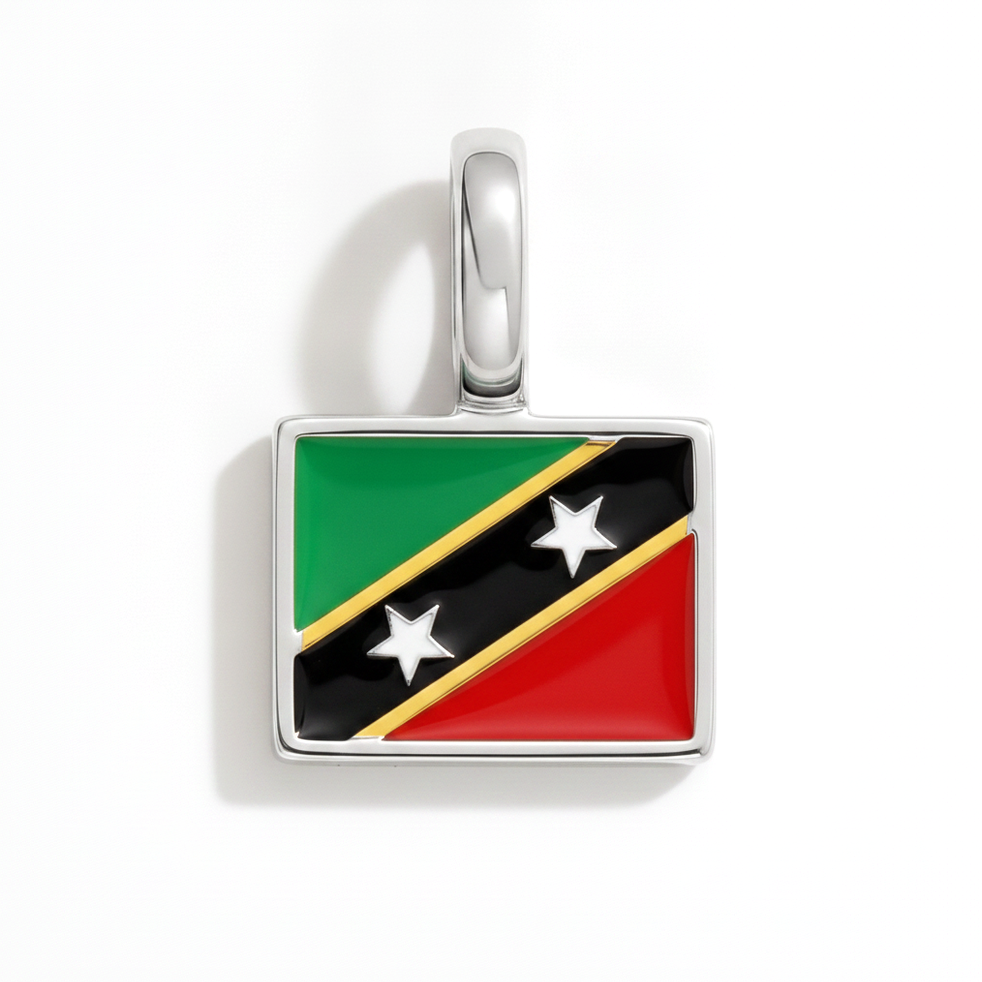 Charm saintkittsandnevis – square silver