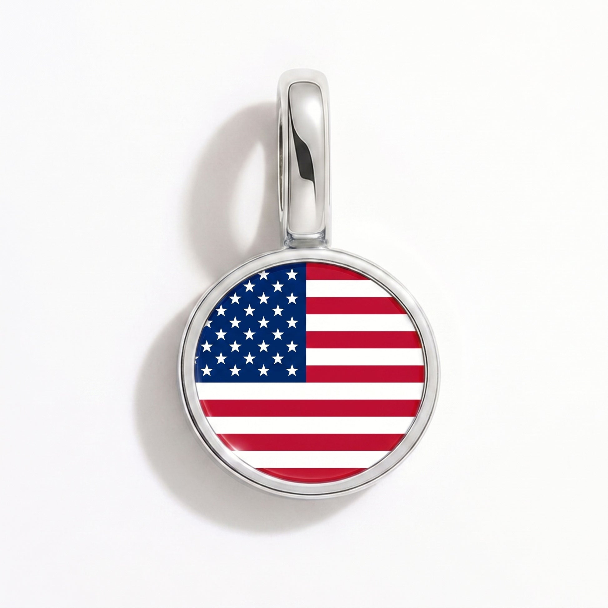 Flag charm United States – round silver